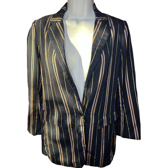 Forte Forte Masai Made in Italy Striped Metallic Single-Button Jacket Size 0 - Picture 5 of 10